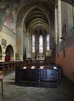 Vodnany, neugotischer Innenraum der Pfarrkirche Maria Geburt (25.05.2019)