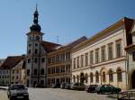Elbogen (Loket), das Rathaus, die 3000 Einwohner zhlende Stadt mit den historischen Bauten steht unter staatlichem Schutz, April 2007 