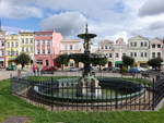 Broumov / Braunau, Brunnen am Hauptplatz Namesti Mirove (29.09.2019)