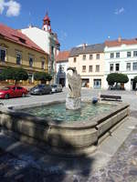 Unicov / Mahrisch Neustadt, Brunnen am Masarykovo Namesti (01.08.2020)