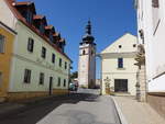 Jevicko / Gewitsch, Stadtturm von 1593 am Komenskeho Namesti (01.08.2020)
