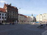 Pilsen, Renaissance Rathaus an der Stirnseite des Namesti Republiky, erbaut von 1554 bis 1558 durch den Architekten Giovanni de Statio,   Sgraffiti Fassade (26.06.2010)