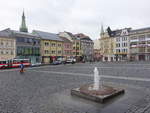 Usti nad Labem / Aussig, Huser und Brunnen am Mirove Namesti (27.09.2019)