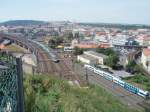 Panorama von westlichen Teil der Stadt Prag von der Denkmal Vitkov am 17.8.2012.