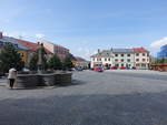Nove Mesto na Morave/ Neustadtl in Mhren, Gebude und Brunnen am Hauptplatz Vratislavovo Namesti (01.06.2019)