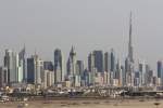 Blick vom Hafen auf die Skyline von Dubai am 14.