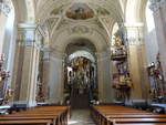 Tihany, barocker Innenraum der Benediktinerabteikirche, Deckengemlde von Bertalan Szekely, Kanzel und Altre von Sebastian Stuhlhoff  (28.08.2018)