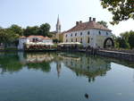 Tapolca, 200 Jahre historische Wassermhle, heute Hotel Gabriela (28.08.2018)