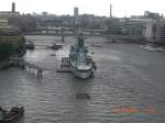 Blick von der Towern Bridge und auf die HMS Belfast in London