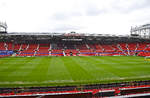 Die Bobby Charlton-Tribune im Fuballstadion Old Trafford - das Heimstadion des Fuballvereins Manchester United.