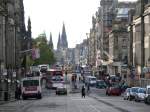 Edinburgh am 19.10.2010, Ende der Princes Street im Osten (Aufnahme von der Regent Road aus).