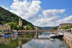 Bad Ems an der Lahn mit Wasserturm und Fugngerbrcke - 27.08.2012