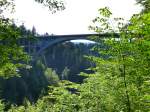 Ammerbrücke Echelsbach, die weitgespannteste Melan-Bogenbrücke der Welt, Bogenspannweite 130m, nach einer Bauzeit von 12 Monaten im Jahr 1929 eingeweiht, Sept.2014