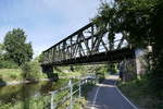 Brombach, auf dieser Brcke berquert die Eisenbahn Lrrach-Schopfheim den Flu Wiese, Juli 2020