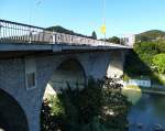 Baden, die 275m lange Hochbrcke ber die Limmat, 1926 erffnet, gehrt zu den ltesten Stahlbetonbrcken der Schweiz, Sept.2015