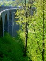 Deutschland, Saarland, Fritz Wunderlich Radweg, Talbrcke Oberkirchen im Landkreis St Wendel (Lnge: 275m, Hhe: 30m).