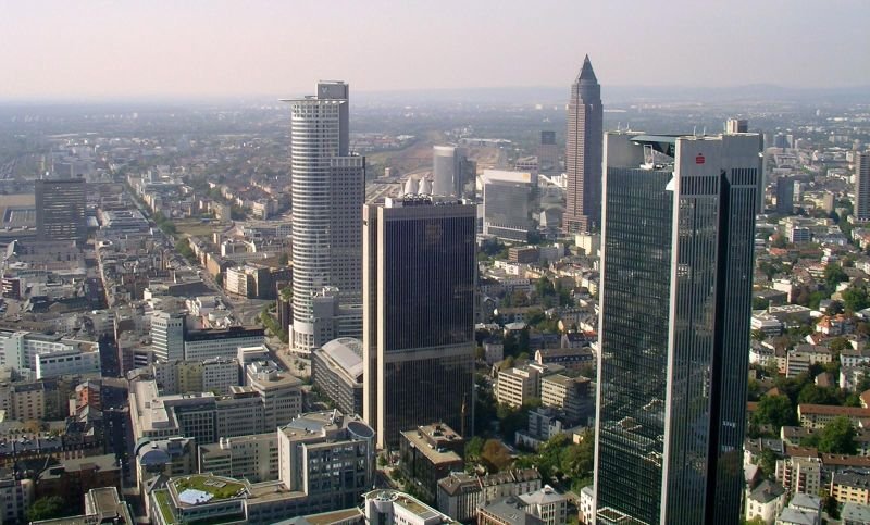 Trianon, FBC, Westendtower und Messetuem vom Main-Tower aus gesehen.