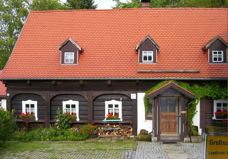 Umgebindehaus in Groschnau, Zittauer Gebirge - Sommer 2004