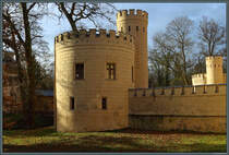 Einer der vier Ecktrme des Jagdschlosses Letzlingen. (07.01.2023)