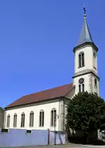 Algolsheim im Oberelsa�, die evangelische Kirche, Juli 2021