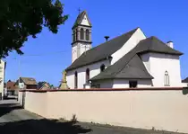 Nambsheim, die Kirche St.Stephan aus dem 19.Jahrhundert, Juli 2021 