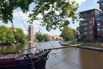 EMDEN, 21.06.2022, Blick von der Br�cke Faldernstra�e auf das Falderndelft