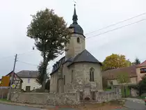 Krippendorf, evangelische Kirche, Chor erbaut um 1300, um 1500 Einw�lbung des Langhaus mit einem Tonnengew�lbe (21.10.2022)