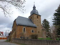 Gottstedt, evangelische St. Georg Kirche, erbaut von 1170 bis 1180 (25.03.2023)