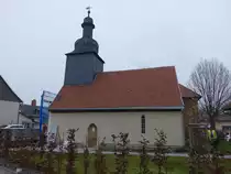 Gro�engottern, evangelische Hospitalkirche St. Andreas, erbaut im 14. Jahrhundert (14.11.2022)