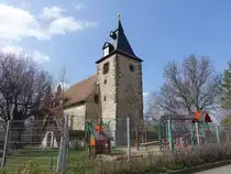 Niedernissa, evangelische Kirche zur Himmelspforte, romanische Chorturmkirche (09.04.2023)
