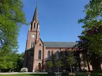 Fredrikstad, evangelische Domkirche, erbaut bis 1880, neugotische Backsteinkirche, Architekt Waldemar F. L�hr (21.05.2023)