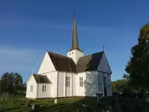 Eidskog, evangelische Kirche, kreuzf�rmige Holzkirche erbaut 1665, Baumeister Knut Mortensen, Fylke Innlandet (22.05.2023)