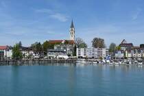 ROMANSHORN, 04.05.2023, Blick vom Bodensee auf den Ort