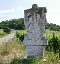 Ebringen im Markgr�flerland, das Flurbereinigungsdenkmal in den Weinbergen oberhalb des Ortes, Juni 2023