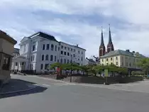 Skien, Geb�ude am Landmannstorget Platz (28.05.2023)