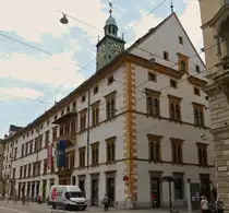Hausfassade in der Herrengasse in Graz. 02.06.2023