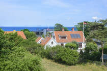 Blick auf Gilleleje vom Wanderweg Gilbjergstien. Aufnahme: 23. Juni 2023.