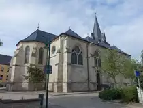 Birkungen, kath. Pfarrkirche St. Johannes, erbaut von 1885 bis 1886, sp�tgotische dreischiffige Hallenkirche (01.07.2023)