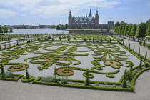 Blick auf Schloss Frederiksborg vom Schlosspark in Hillerd. Aufnahme: 24. Juni 2023.