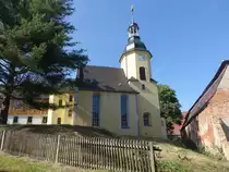 Frankenhausen, evangelische Kirche, erbaut 1729, Kirchturm von 1780 (24.06.2023)