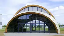 Freiburg, Holz-Pavillon auf dem Technik-Campus am Flugplatz, er�ffnet Juli 23, Juli 2023