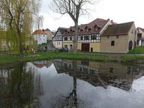 Piesigitz, Fachwerkhuser am Dorfteich (29.04.2023)