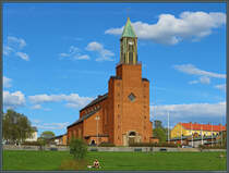 Die Stora Kyrkan (Groe Kirche) von stersund wurde 1940 eingeweiht. (22.05.2023)