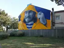 Southend-on-Sea, Geb�ude mit Graffiti in der York Road (05.09.2023)