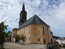 Kirchberg, evangelische St. Margarethen Kirche, erbaut 1764 (12.08.2023)