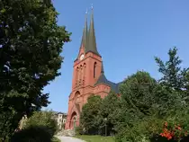 Chemnitz, evangelische St. Markus Kirche, erbaut von 1893 bis 1895 nach Entw�rfen der Berliner Architekten Abesser und Kr�ger im Stil der norddeutschen Backsteingotik (20.08.2023)