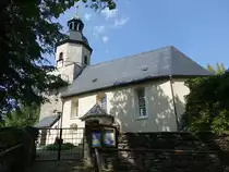 Tannenberg, evangelische St. Christophorus Kirche, sp�tgotische Saalkirche aus dem 16. Jahrhundert (20.08.2023)