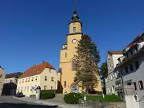 Oederan, evangelische Stadtkirche zu unserer lieben Frau am Martin Luther Platz, sp�tgotische Hallenkirche, erbaut im 15. Jahrhundert (17.09.2023)
