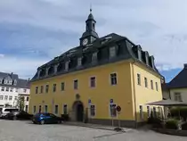 Zschopau, neues Rathaus am Altmarkt, erbaut 1561 durch Cornelius von R�xleben, 1748 barocker Umbau (17.09.2023)