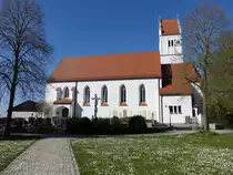 Adelshausen, Pfarrkirche St. Petrus, Turm sp�tgotisch, ver�ndert 1890 (15.04.2015)